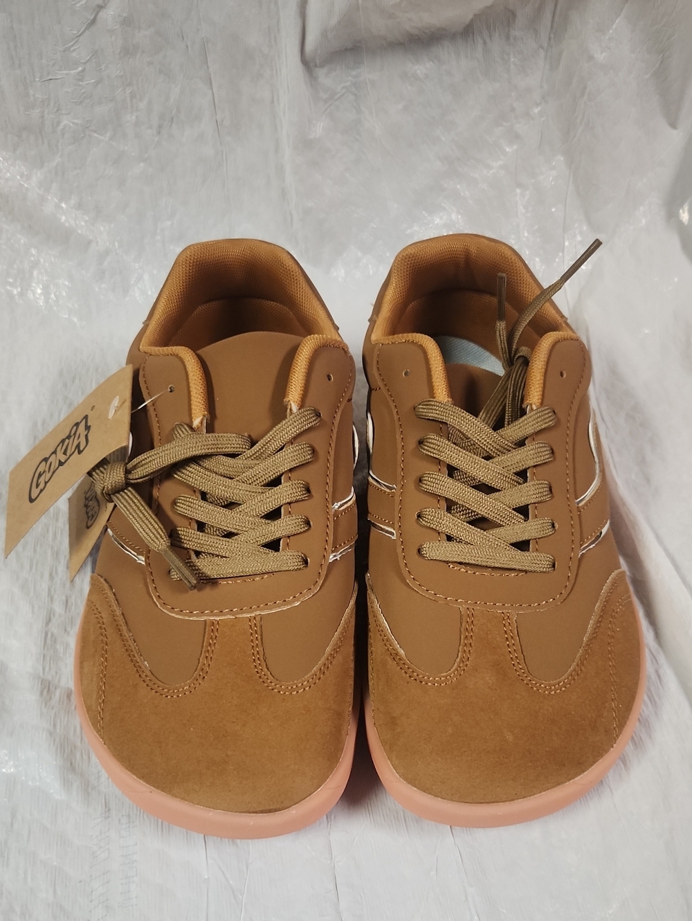 Brown Casual Sneakers with Pink Soles